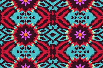 Seamless Colorful Ikat Pattern &ndash; Traditional Ethnic Textile for Fabric, Print, or Wallpaper