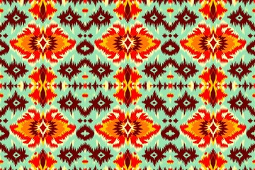 Seamless Colorful Ikat Pattern &ndash; Traditional Ethnic Textile for Fabric, Print, or Wallpaper