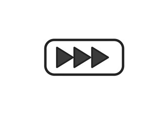A fast forward symbol displayed inside a rounded rectangle button