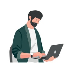 Man Working on Laptop