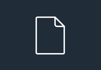 A white line drawing of a document with a folded top right corner set against a dark blue background