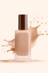  Bottle of Liquid Foundation Makeup Mock Up Isolated on Light Backdrop