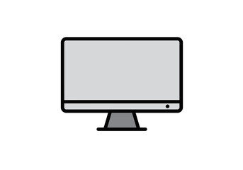 Grey monitor with black border small front light and pedestal