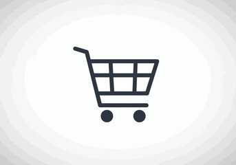Isolated dark shopping cart icon with a handle grid two wheels centered on white with textured background
