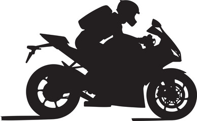 Male riding vintage motorcycle silhouettes