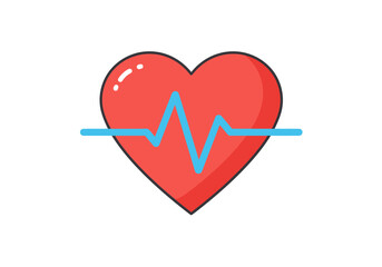 Red heart with a blue heartbeat line going through the center