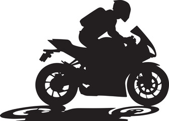 Male riding vintage motorcycle silhouettes