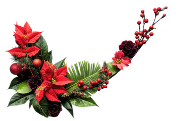 Elegant Christmas corner arrangement with vibrant florals and greenery perfect for festive decor in home settings during the holiday season