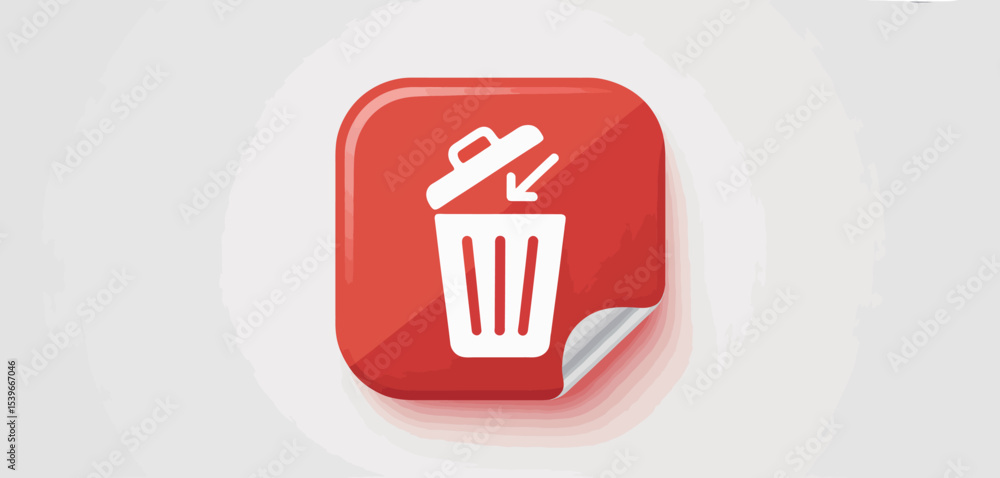 Leinwandbilder red square button with trash can icon for delete function