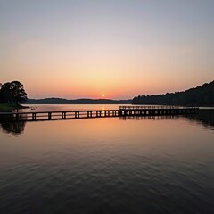 Fototapeta premium sunset over the lake