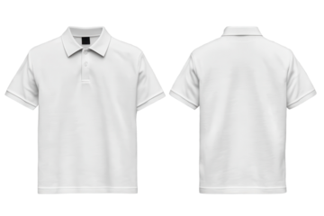 Blank white front and back polo TShirts mockup suitable for design showcasing and promotional material usage in various creative projects