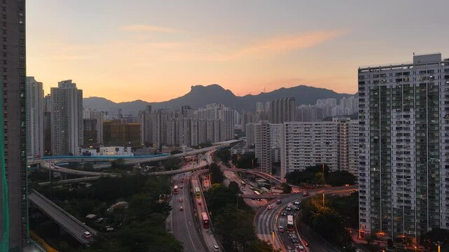 Choi Hung Interchange Highway Flyover Traffic View Hong Kong June  6 2025
