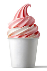 Pink Frozen Yogurt in a Cup Isolated On White