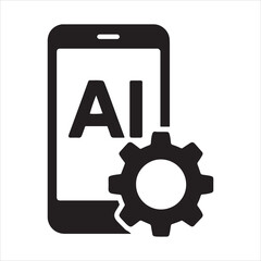 Obraz premium Ai smartphone with gear modern technology vector graphic