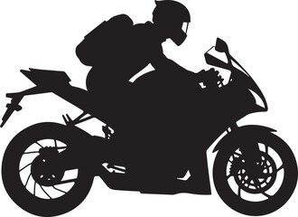 Male riding vintage motorcycle silhouettes