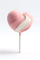 Heart-Shaped Cake Pop with Sprinkles Isolate  on White