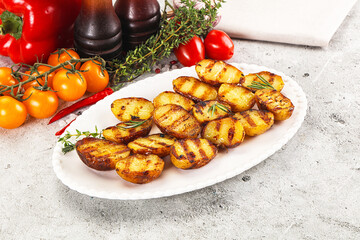 Grilled young small baby potato