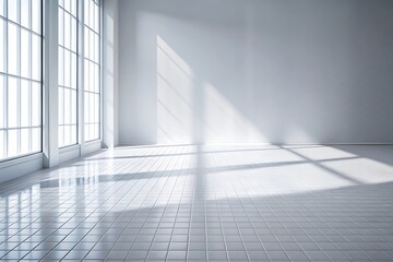 Obraz premium Large room with white walls and white tile flooring