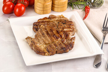 Grilled pork neck sirloin steak