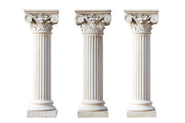 Antique column set displayed against a white background showcases classic architectural design and intricate detailing
