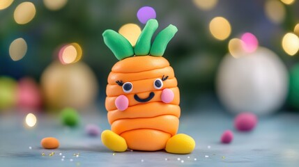 Cute carrot figurine, festive background