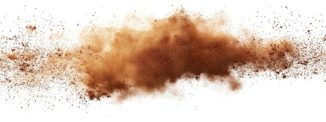 Brown dust explosion isolated on white