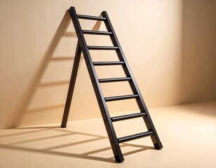 A-Frame Black Wooden Ladder with Clean Lines on a Soft Background