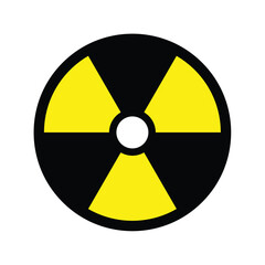 radioactive sign in flat design, radiation hazard symbol