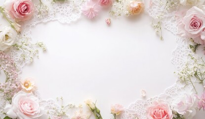 Delicate floral frame on white