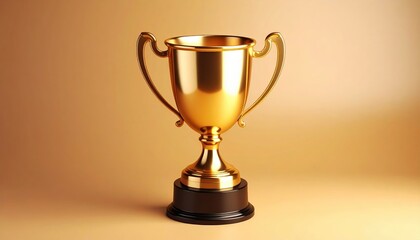 A Golden Trophy Award Achievement Success Winner Prize Celebration.(3D Render)