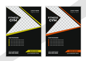 Gym/ fitness flyer template, social media post, web banner with clean and modern layout.GYM / Fitness Flyer template . Flier, social media post and facebook cover design template for gym and fitness.