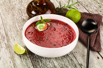 Sweet watermelon gazpacho with cucmber