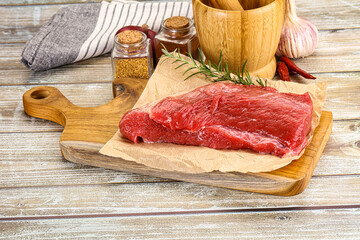 Raw beef flesh for cooking