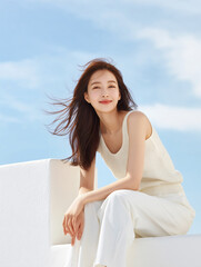 아름다운 여성, 여름 휴가와 라이프스타일
