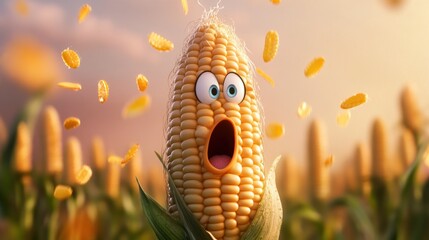Animated corn cob expressing surprise