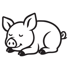 Naklejka premium Domestic Pig Illustration in Black and White for Animal Lovers