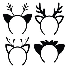 headdress with ears and horns animals isolated vector