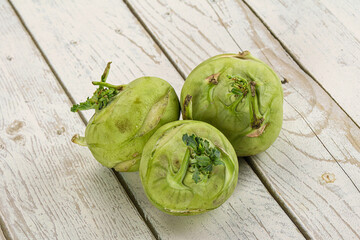 Raw fresh organic kohlrabi cabbage