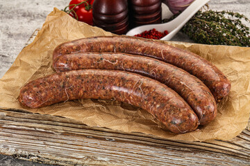 Raw beef and lamb sausages