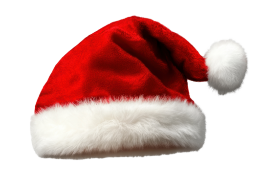 Realistic red Christmas Santa Claus hat perfect for festive celebrations and holiday gatherings in winter months - Powered by Adobe