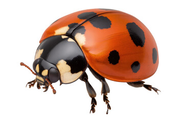 Fototapeta premium Ladybird beetle isolated on a transparent background showcasing vivid colors and distinct black spots