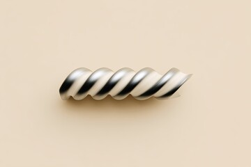 Metallic Spiral Tube on Beige Background