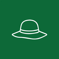 Elegant Wide Brimmed Hat Isolated on a Green Background Simple Design