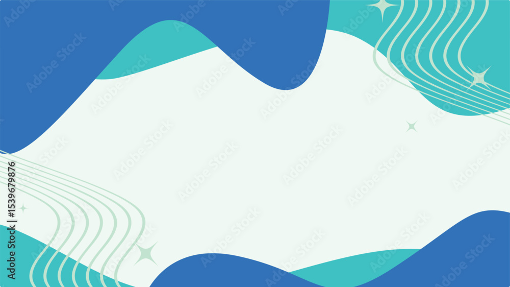 Aufkleber blue ocean wavy abstract background with frame space of lines and solid