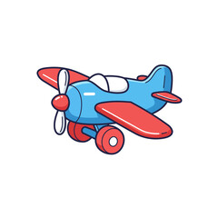 A cartoon airplane with red wings is isolated on white background