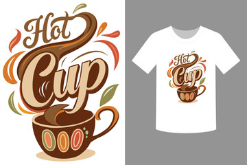 Hot cup design with t shirt mockup on a gray background