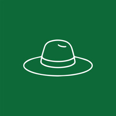 Stylish Summer Hat Icon Minimalist Design on Emerald Green Backdrop