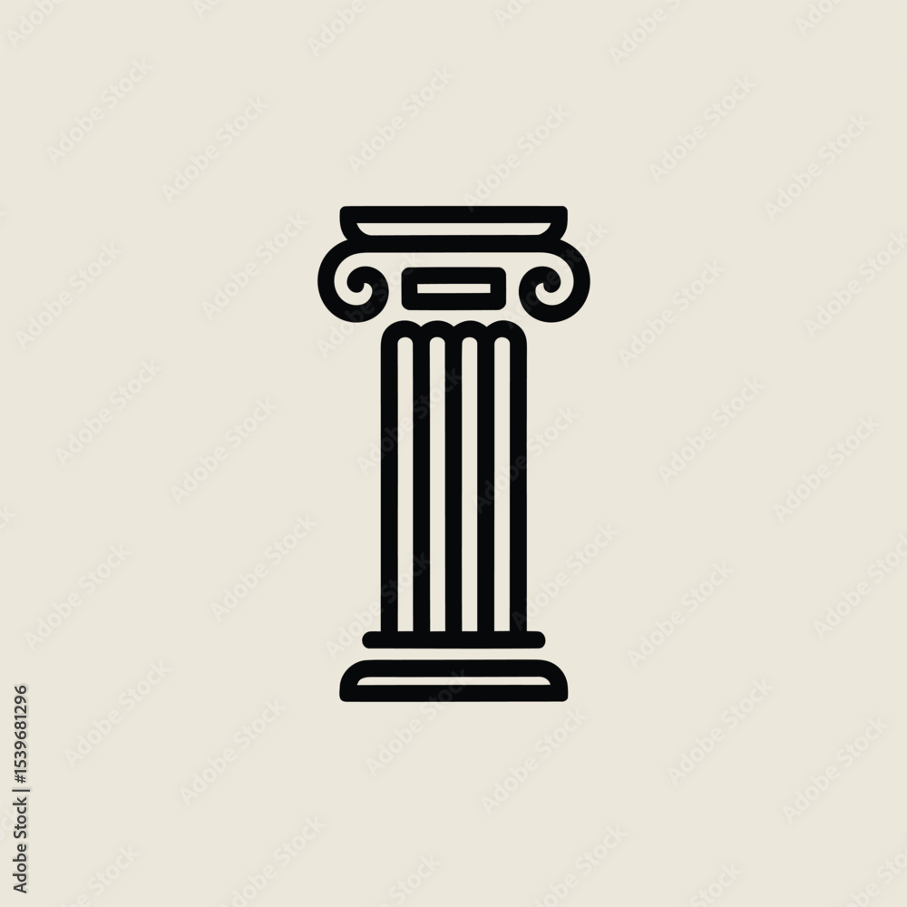 Aufkleber elegant black and white vector illustration of an ionic column representing architecture history and