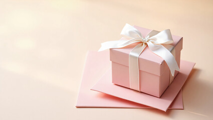 Elegant Gift Box with Ribbon and Stationery – Minimalist Packaging Mockup