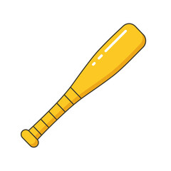 A bright yellow baseball bat is isolated on white background